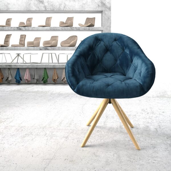 Otočná židle Gaio-Flex Modrá Samet Dřevěný rám kónický