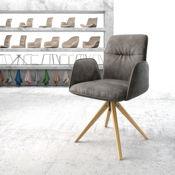 Otočná židle Vinja-Flex Anthracite Vintage z mikrovlákna Dřevěný rám hranatý