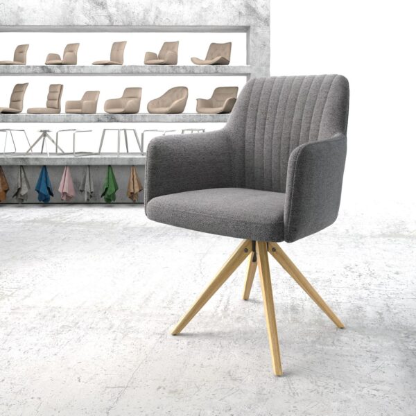Otočná židle Greg-Flex Světle Šedá texturovaná látka Dřevěný rám hranatý