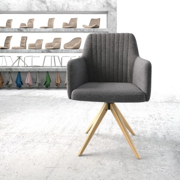 Otočná židle Greg-Flex Světle Šedá texturovaná látka Dřevěný rám hranatý