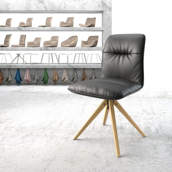 Otočná židle Vinjo-Flex Černá Pravá kůže hranatý dřevěný rám