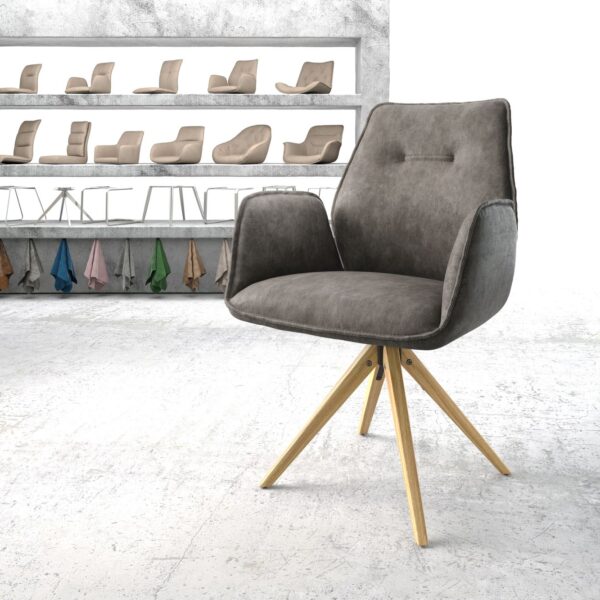 Otočná židle Zoa-Flex Anthracite Vintage z mikrovlákna Dřevěný rám hranatý