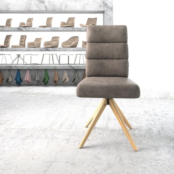 Otočná židle Pela-Flex Taupe Vintage z mikrovlákna Dřevěný rám hranatý