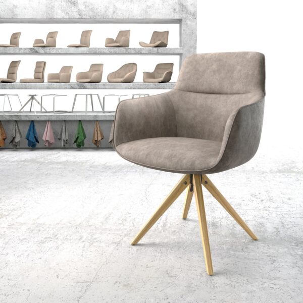 Otočná židle Pejo-Flex Taupe Vintage z mikrovlákna Dřevěný rám hranatý