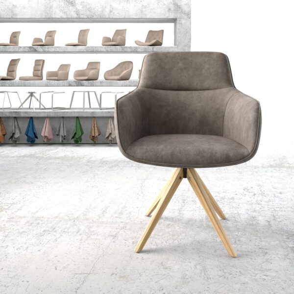 Otočná židle Pejo-Flex Taupe Vintage z mikrovlákna Dřevěný rám hranatý