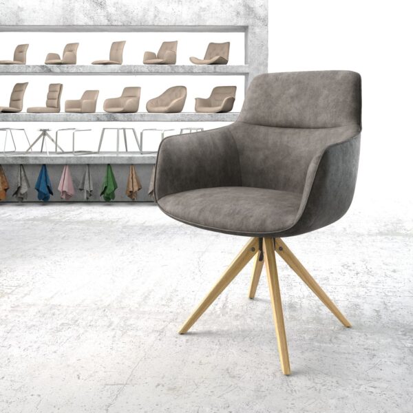 Otočná židle Pejo-Flex Anthracite Vintage z mikrovlákna Dřevěný rám hranatý