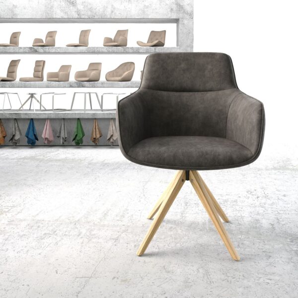 Otočná židle Pejo-Flex Anthracite Vintage z mikrovlákna Dřevěný rám hranatý