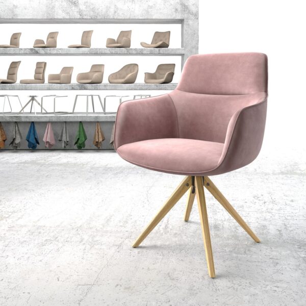 Otočná židle Pejo-Flex Rosé Samet Dřevěný rám hranatý