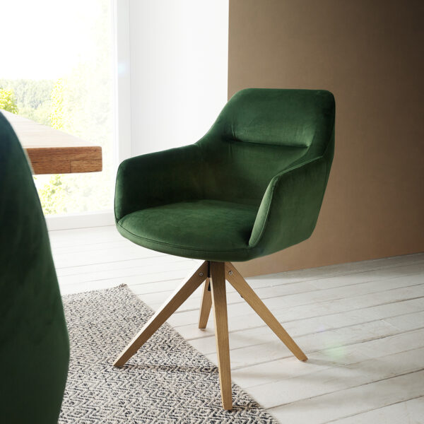 Otočná židle Pejo-Flex Zelená Samet Dřevěný rám hranatý
