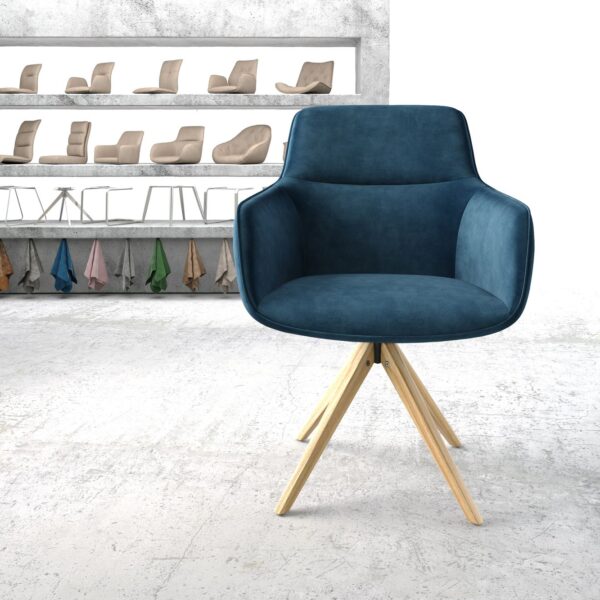 Otočná židle Pejo-Flex Modrá Samet Dřevěný rám hranatý