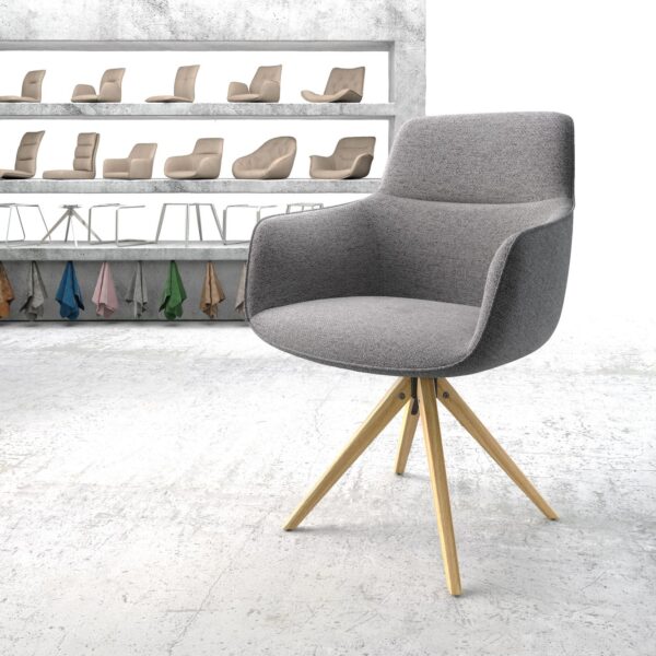 Otočná židle Pejo-Flex Světle Šedá Textured Fabric Dřevěný rám hranatý