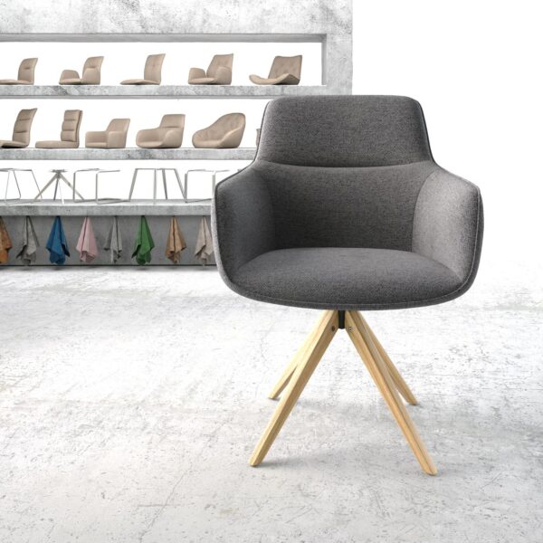 Otočná židle Pejo-Flex Světle Šedá Textured Fabric Dřevěný rám hranatý