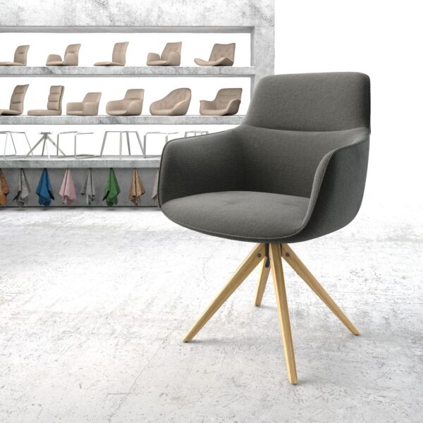 Otočná židle Pejo-Flex Anthracite Textured Fabric Dřevěný rám hranatý