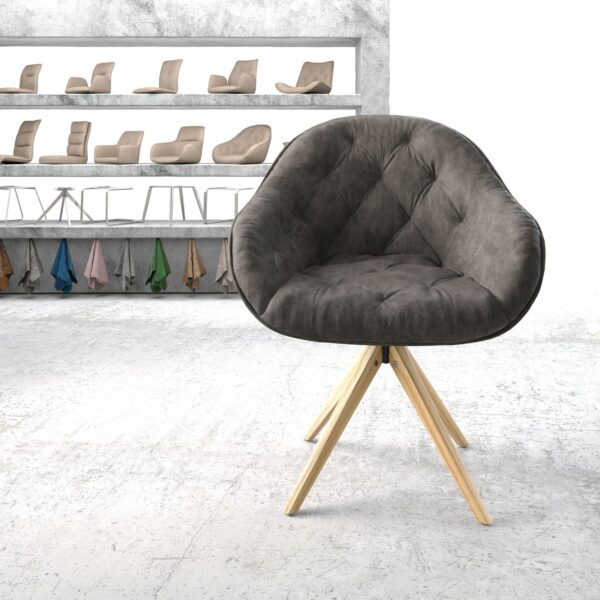 Otočná židle Gaio-Flex Anthracite Vintage z mikrovlákna Dřevěný rám hranatý