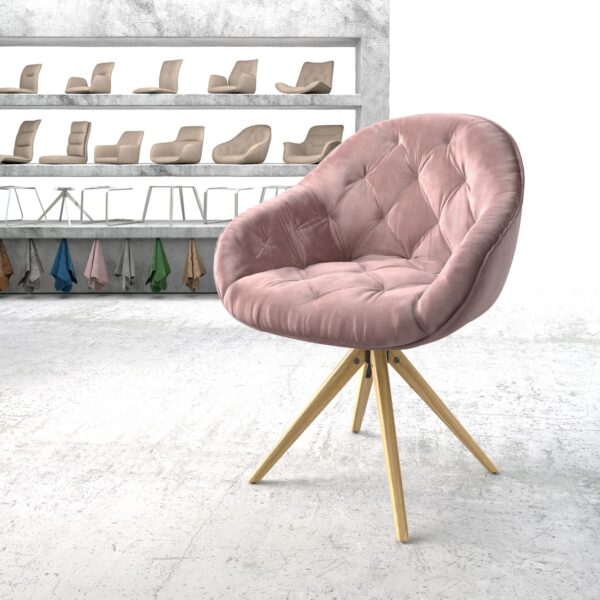 Otočná židle Gaio-Flex Rosé Samet Dřevěný rám hranatý
