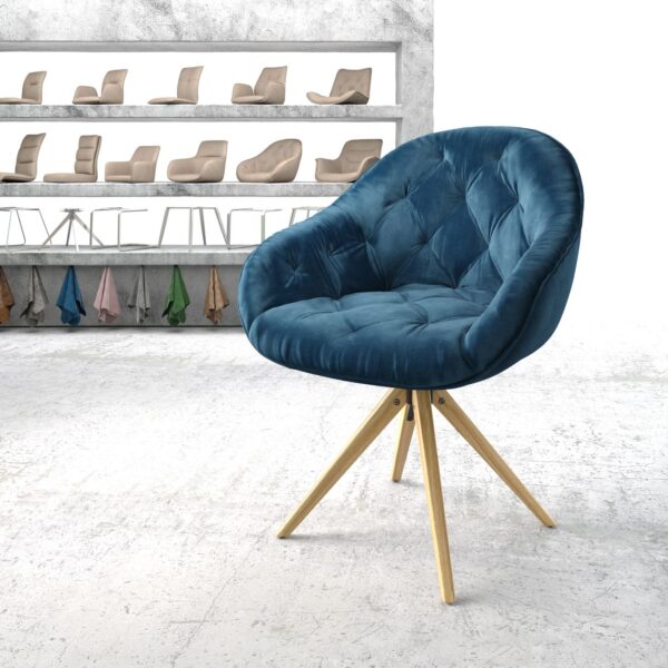 Otočná židle Gaio-Flex Modrá Samet Dřevěný rám hranatý