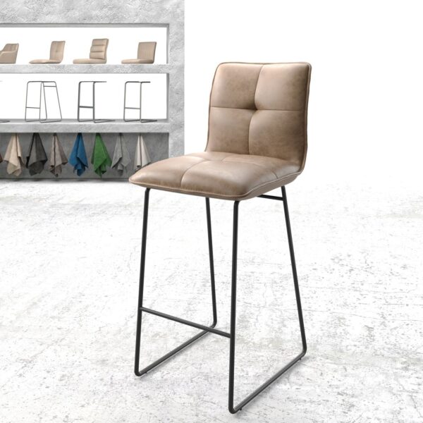 Barová židle Maddy-Flex hnědá vintage umělá kůže podnož kov