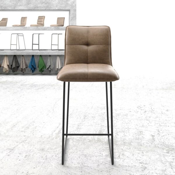 Barová židle Maddy-Flex hnědá vintage umělá kůže podnož kov