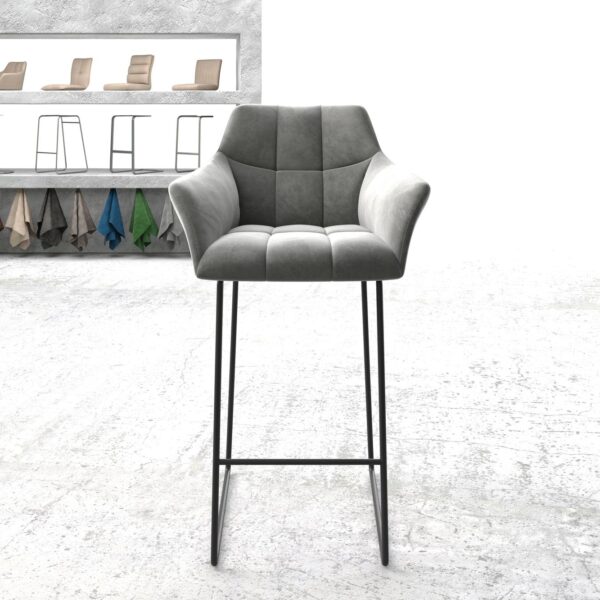 Barová židle Yulo-Flex samet šedý kovová podnož