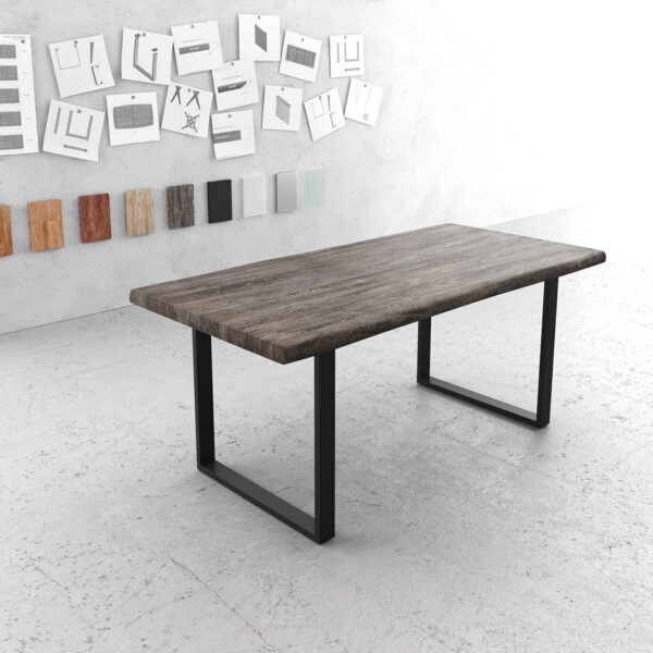 Jídelní stůl Edge 180×90 XL platinová akácie tenká podnož černá