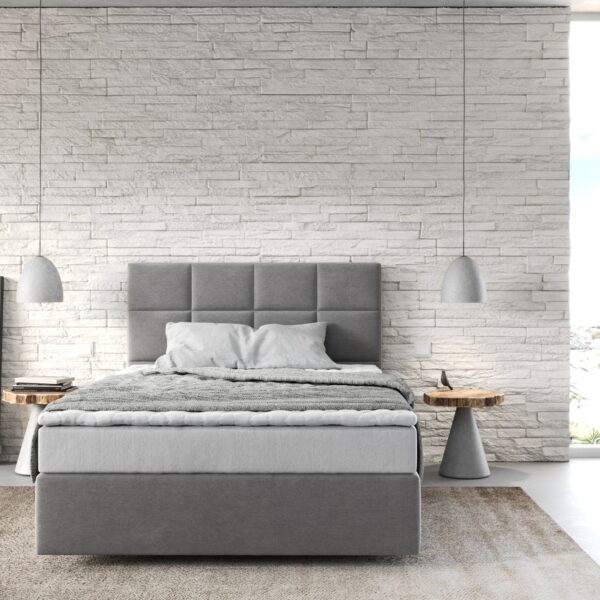Postel Boxspring Dream-Fine 120×200 cm mikrovlákno šedá s matrací a topperem