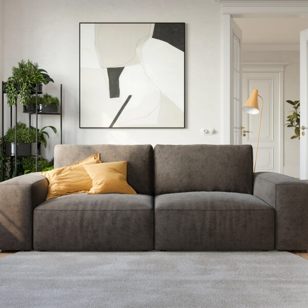 Velká pohovka Lanzo L 250×105 cm mikrovlákno khaki hnědá