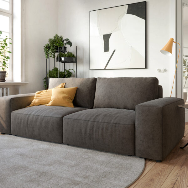 Velká pohovka Lanzo L 250×105 cm mikrovlákno khaki hnědá