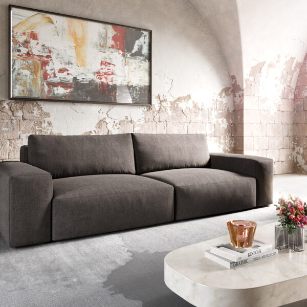 Velká pohovka Lanzo XL 270×125 cm mikrovlákno khaki hnědá