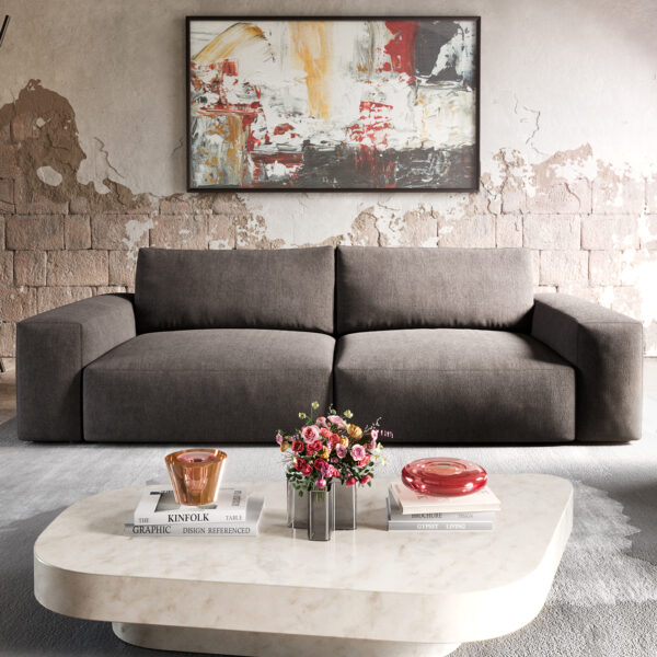 Velká pohovka Lanzo XL 270×125 cm mikrovlákno khaki hnědá