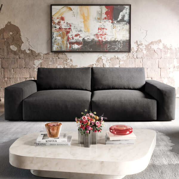 Velká pohovka Lanzo XL 270×125 cm Mikrovlákno Černá
