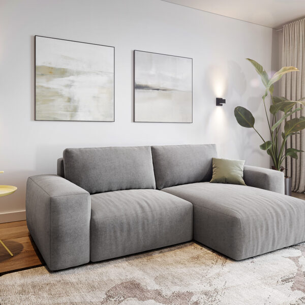 Rohová sedací souprava Lanzo L 260×160 cm Mikrovlákno Šedá Recamiere Variabilní