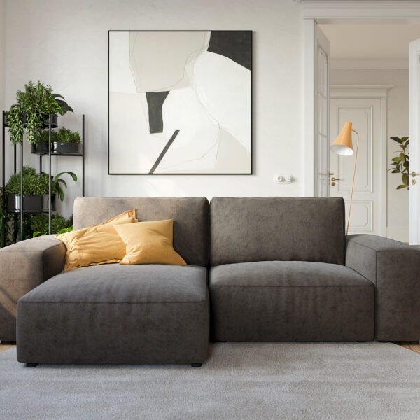 Rohová sedací souprava Lanzo L 260×160 cm Mikrovlákno khaki Hnědá Recamiere Variabilní