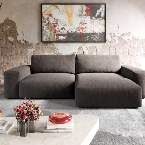 Rohová sedací souprava Lanzo XL 280×175 cm Mikrovlákno khaki Hnědá Recamiere Variabilní