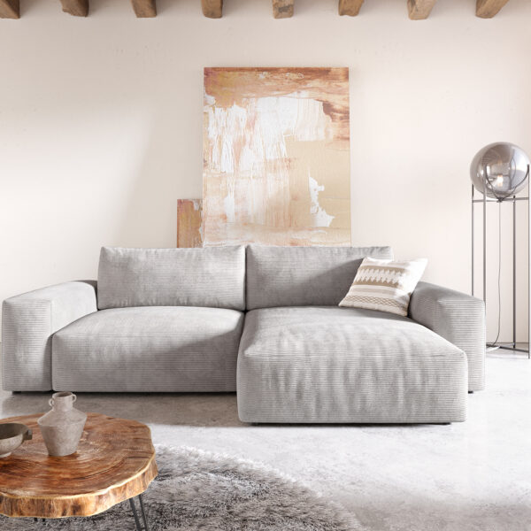 Rohová sedací souprava Lanzo XL 280×175 cm Manšestrová Stříbrno Šedá Variable Recamiere