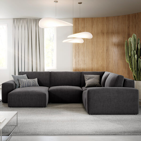 Sedací souprava Lanzo L 330×230 cm mikrovlákno Černá recamiere variabilní