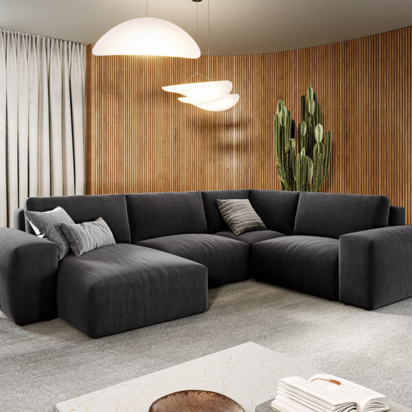 Sedací souprava Lanzo L 330×230 cm mikrovlákno Černá recamiere variabilní