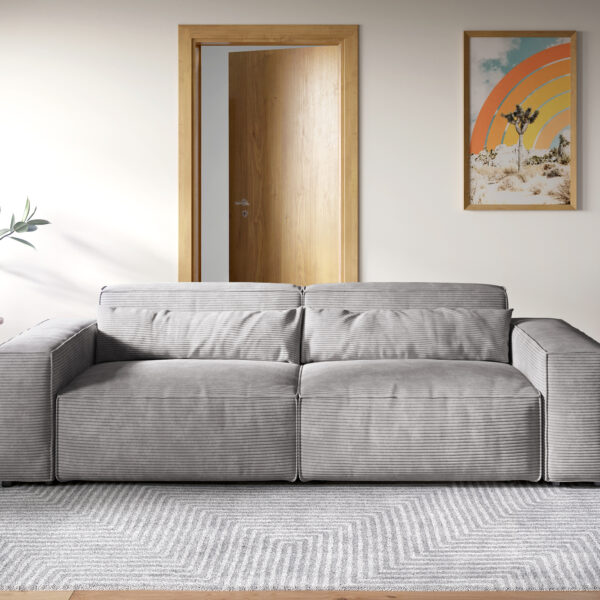 Velká pohovka Sirpio XL 270×125 cm Manšestrová Stříbrno Šedá