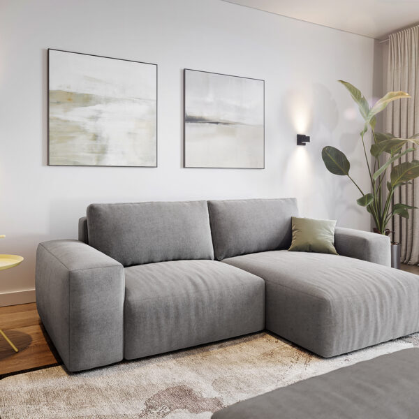 Rohová pohovka Lanzo L 260×160 cmMicorfibre Šedá Recamiere Variable s taburetem