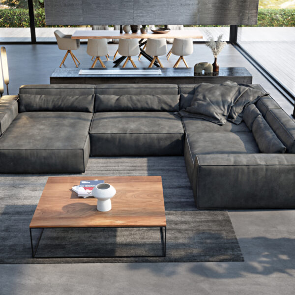 Pohovka ve tvaru U Sirpio XL 360×260 cm imitace kůže vintage antracitová variabilní