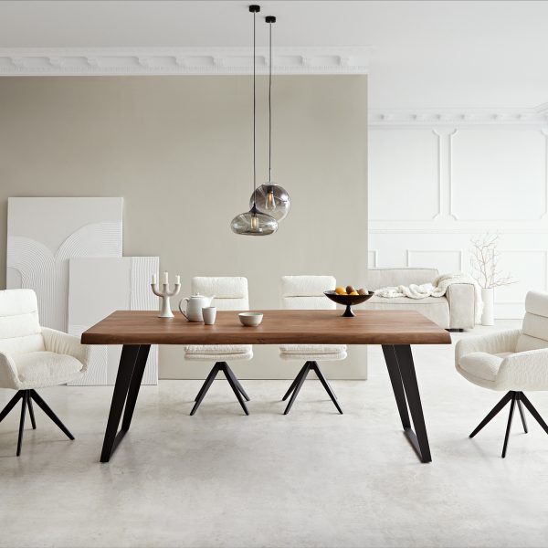 Jídelní stůl Edge 200×100 XL hnědá akácie šikmý kov