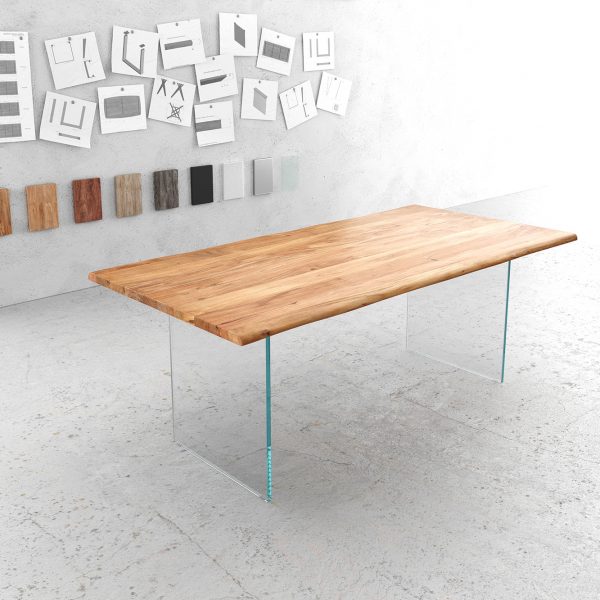 Hrana jídelního stolu 200×100 Acacia Nature Glass Live-Edge