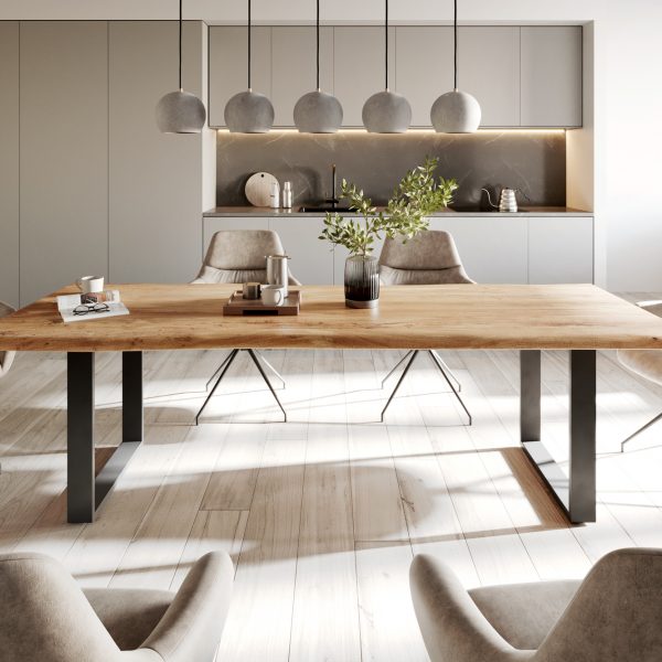 Jídelní stůl Edge 260×100 přírodní akácie černý kov
