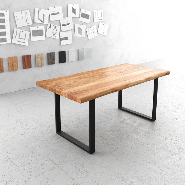 Jídelní stůl Edge 180×90 XL Acacia Natural Skid Frame Black Live-Edge