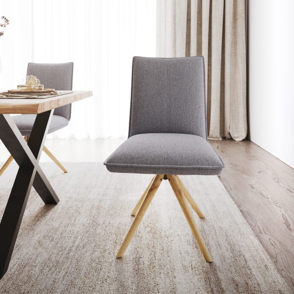 Jídelní židle Lelio-Flex dřevěná podnož zaoblená texturovaná tkanina světle šedá