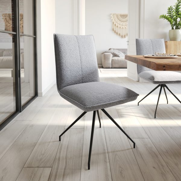 Jídelní židle Lelio-Flex křížová podnož zaoblená otočná černá texturovaná tkanina světle šedá