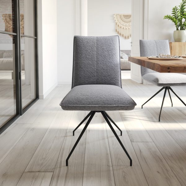 Jídelní židle Lelio-Flex křížová podnož zaoblená otočná černá texturovaná tkanina světle šedá