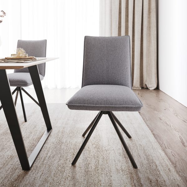 Jídelní židle Lelio-Flex křížová podnož kulatá otočná černá texturovaná tkanina světle šedá
