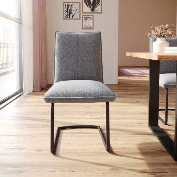 Jídelní židle Lelio-Flex konzolová podnož kulatá černá texturovaná tkanina světle šedá