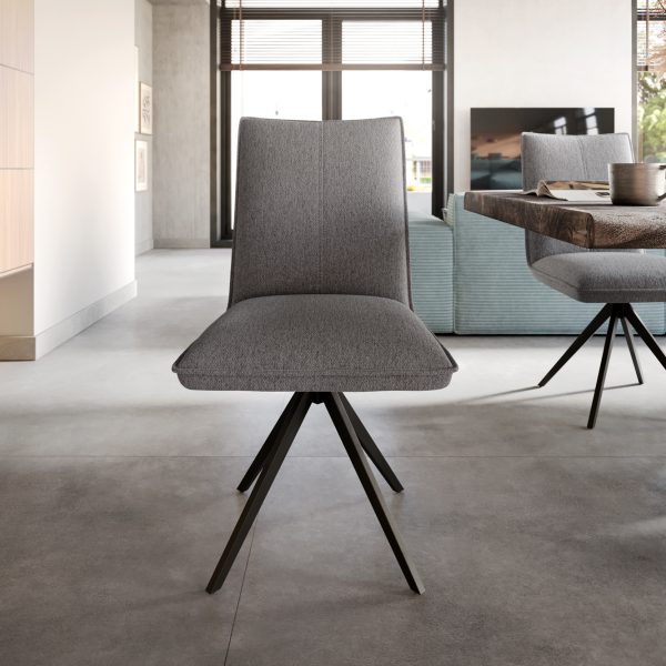 Otočná židle Lelio-Flex křížová podnož široká otočná černá texturovaná tkanina světle šedá 360°