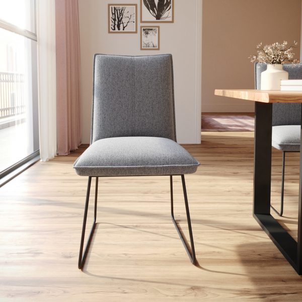 Jídelní židle Lelio-Flex tenká podnož černá texturovaná tkanina světle šedá